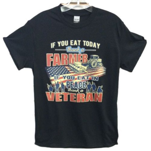 Thank a Farmer and a Veteran 50/50 Cotton/Poly T-shirt