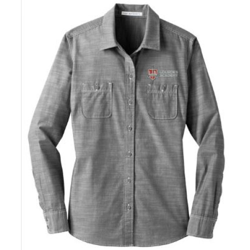 District Lourdes Ladies LS Washed Shirt