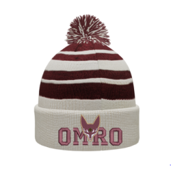 Omro Foxes Knit Hat with Cuff & Pom-Poms