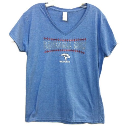 Wildcats Baseball Mom Bling Ladies Tee Wildcats Baseball Mom Bling Ladies Tee
