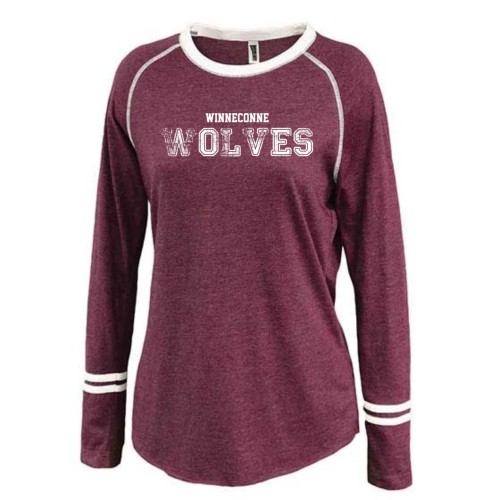 Winneconne Wolves Ladies Long Sleeve Ringer Stripe Crew T-shirt Winneconne Wolves Ladies Long Sleeve Ringer Stripe Crew T-shirt